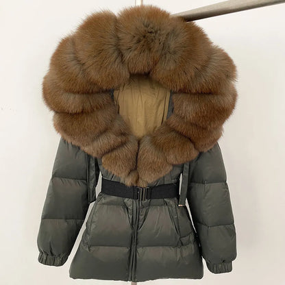OFTBUY 2025 Winter Clothing Puffer Jacket Women Real Fox Fur Hooded Thick Warm 90% White Duck Down Coat Female Parkas Waterproof