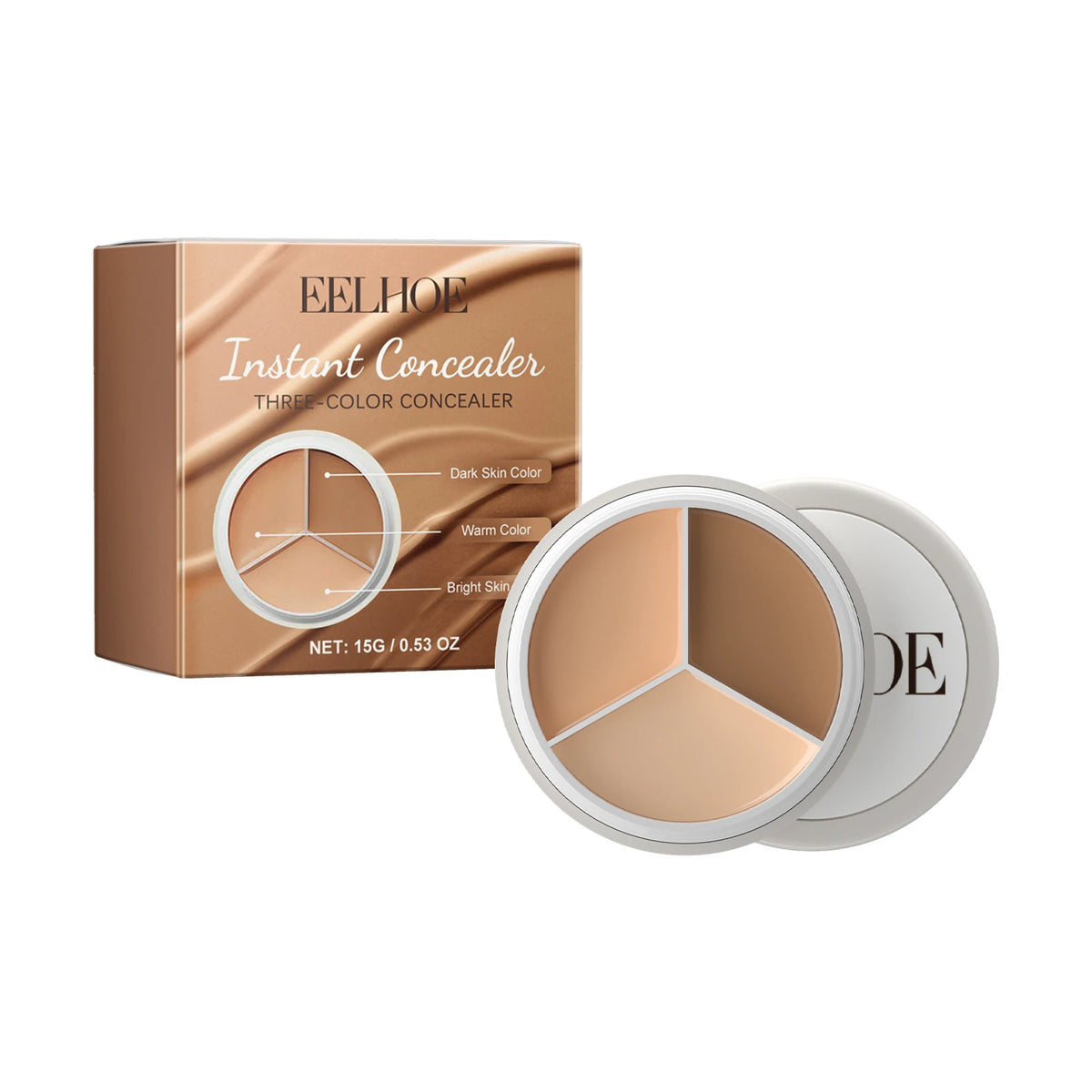 EELHOE 3color Concealer Conceal Redness Dark Circles No Creasing No Separation Full Cover Moisturizing Brightens Skin Concealer