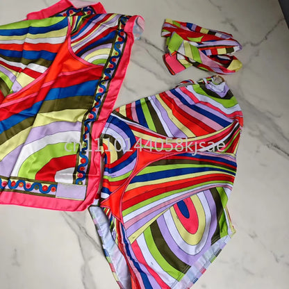 Luxury Design Women's Black Red Scarf Bikini Sets Letter Signature Logo Beachwear Designer Brand Lady Headband Swimsuit Swimwear