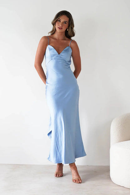EtherealBe Sexy Satin Halter Dress in Olive Green