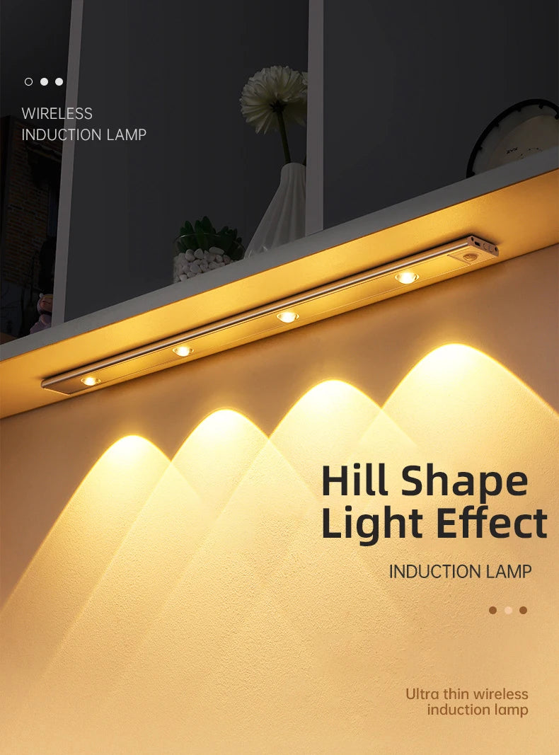 White/Black LED Cabinet Light USB Rechargeable Motion Sensor LED Light for Kitchen Wardrobe Cabinet Lighting 20CM/30CM/40CM/50CM