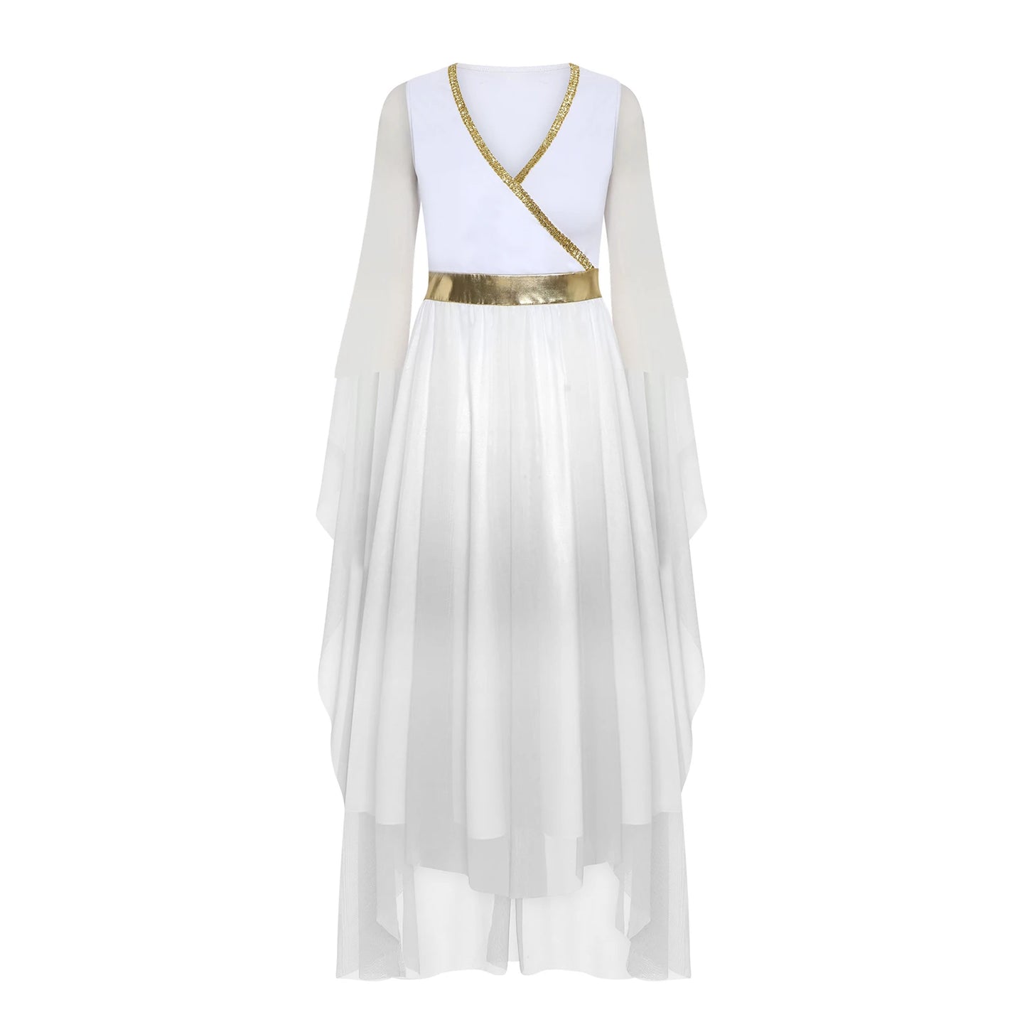 Women Halloween Ancient Greek Goddesses Queen Cosplay Costume Roman Toga Gold Trim Cape Tunic Dress Church Choir Worship Robe