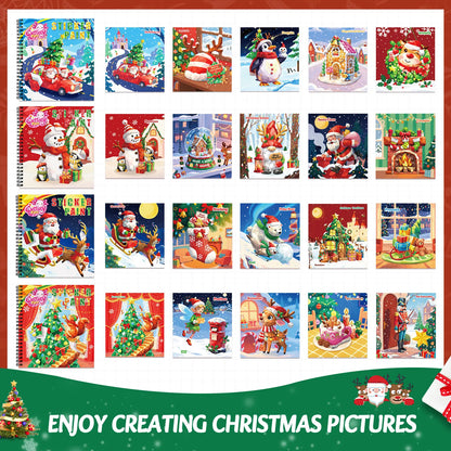 1PCS Stickers Paint Book For Grils Christmas Gift Christmas Tree Snowman Stickers By Number For Outgoing Travel Kids Stationery