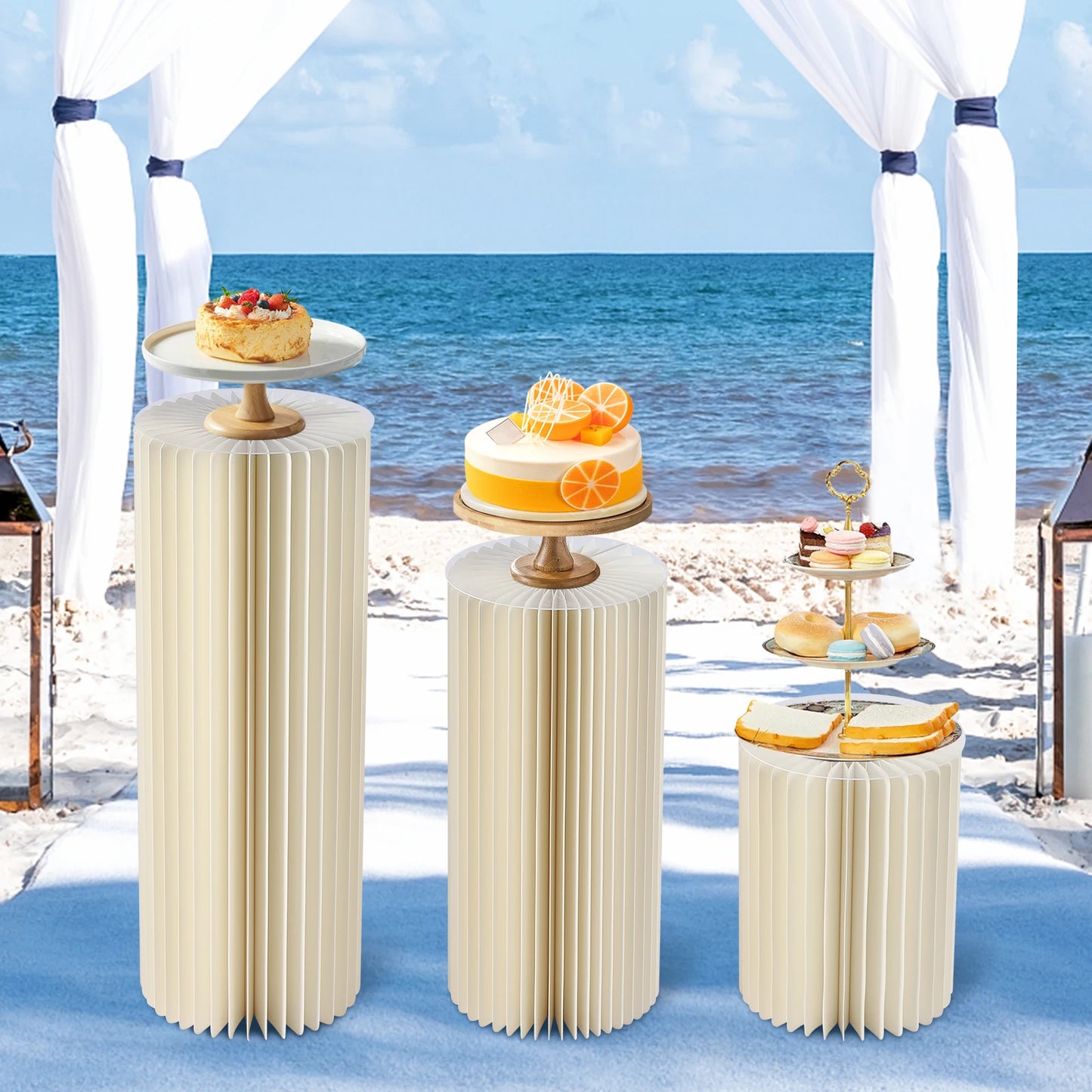 2/3/4PCS Wedding Party Flower Stand Cylinder Cardboard Centerpiece with Pvc Panels Cylinder Flowers Stand Wedding Centerpieces