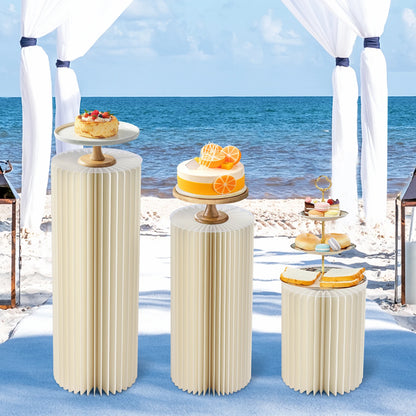 2/3/4PCS Wedding Party Flower Stand Cylinder Cardboard Centerpiece with Pvc Panels Cylinder Flowers Stand Wedding Centerpieces