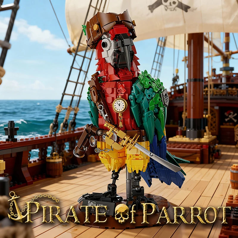 Pirate Parrot MOC Building Blocks Animals Cool Room Decoration Creative Bricks DIY Toys for Kids Children Adult Festival Gifts
