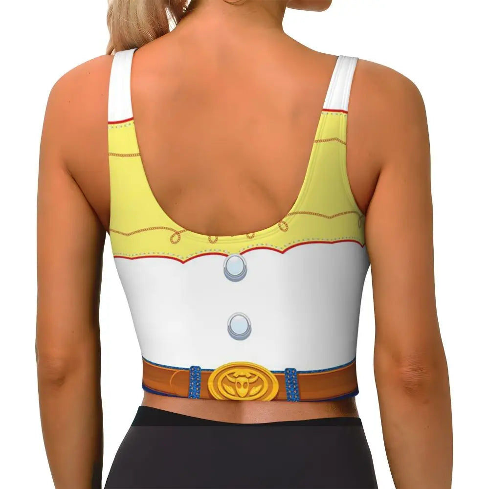 Toy Story Jessie sports bra featuring vibrant colors and a fun character design for fans of the movie