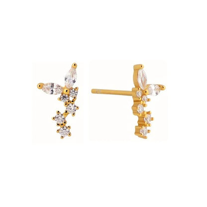 925 Sterling Silver Ear Needle Geometric Zircon Metal Earrings for women Shiny Crystal Luxury Small Stud Fashion Wedding Jewelry