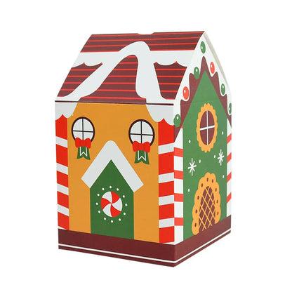 4pcs Christmas House Shape Candy Box Cartoon Merry Christmas Gift Packaging Chocolate Box Navidad 2025 New Year Party Kids Gifts