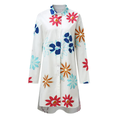 Beach Dress Bikini Cover-Up Women 2025 Bohemian Printed Beachwear Robe V-Neck Long Sleeve Swim Wear Cover Ups Loose Sundress