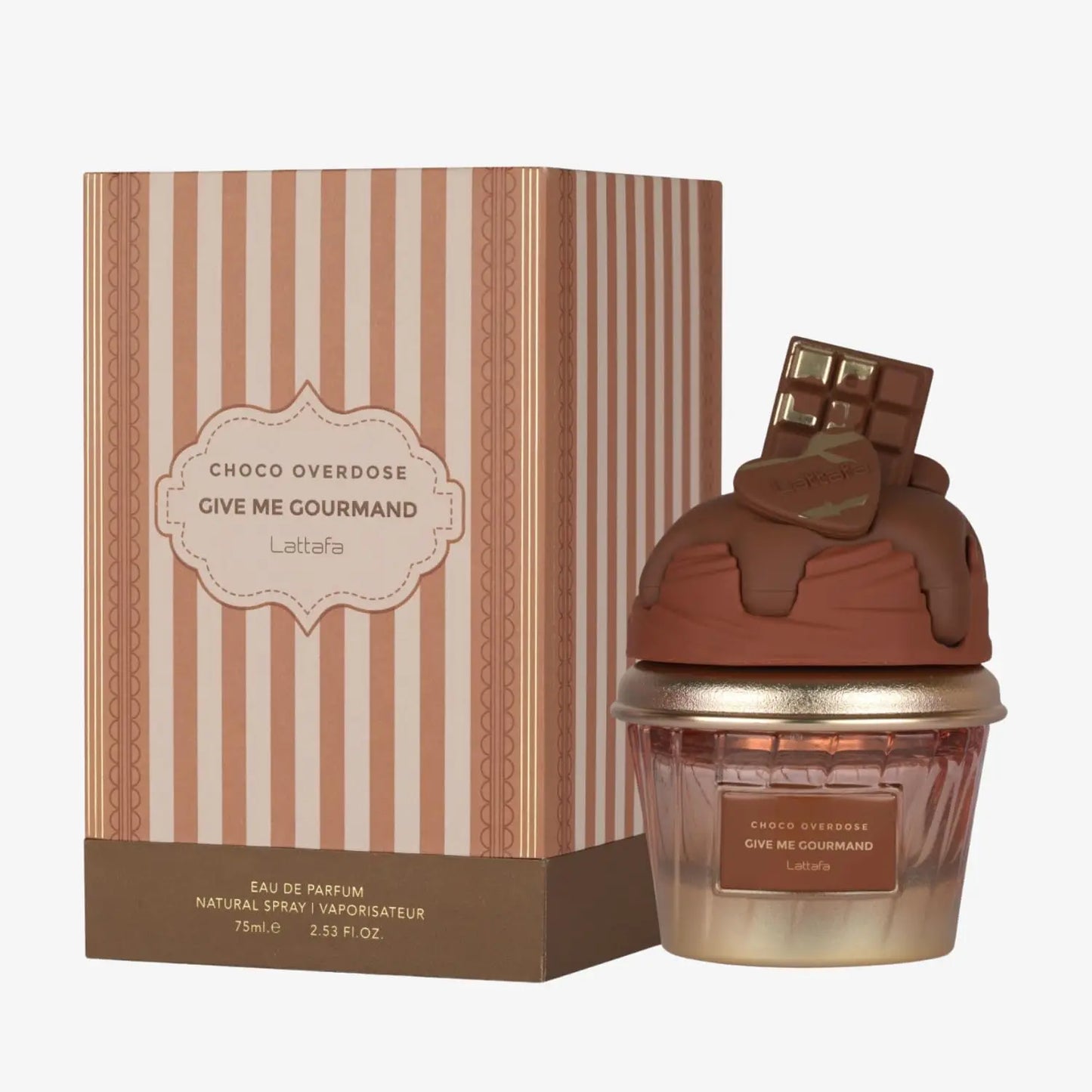 Lattafa Choco Overdose Eau de Parfum, Gourmand Collection, Dark Chocolate Fudge and Caramel Fragrance, 75ml Spray, Sweet and Ele