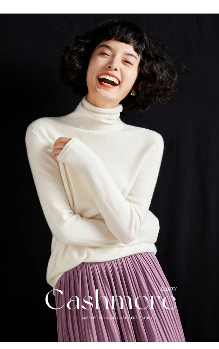 New Women's Cashmere Sweater 100% Pure Cashmere Knitted High Collar Hoodie Hot Selling Soft Solid Color Women's Top