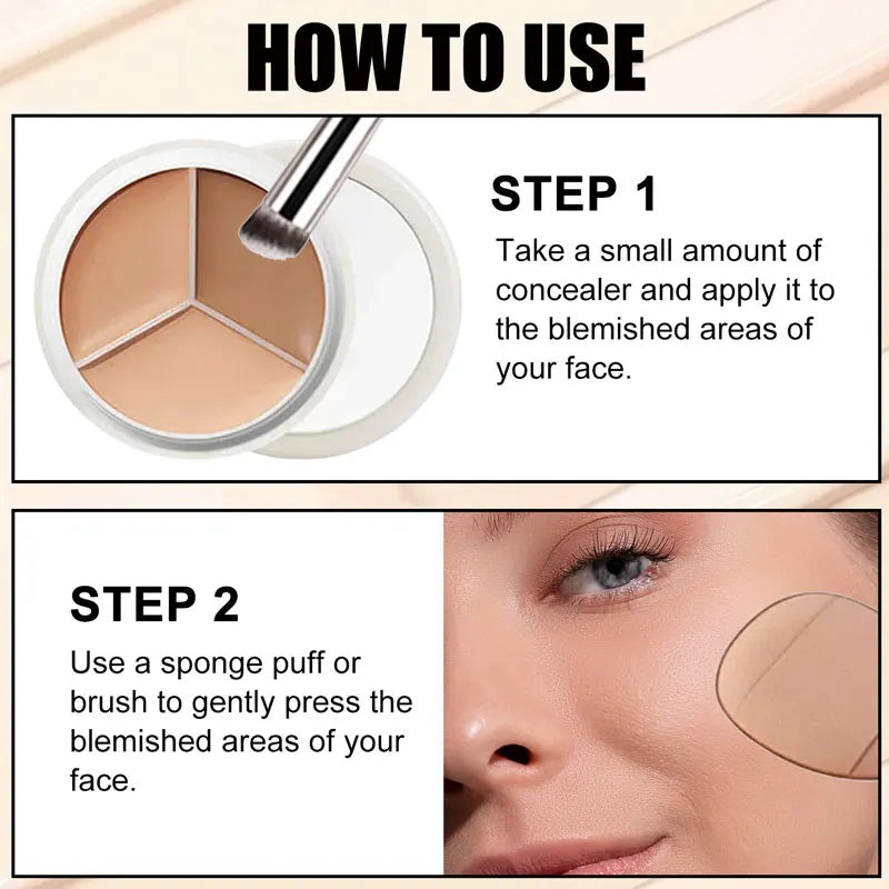 EELHOE 3color Concealer Conceal Redness Dark Circles No Creasing No Separation Full Cover Moisturizing Brightens Skin Concealer