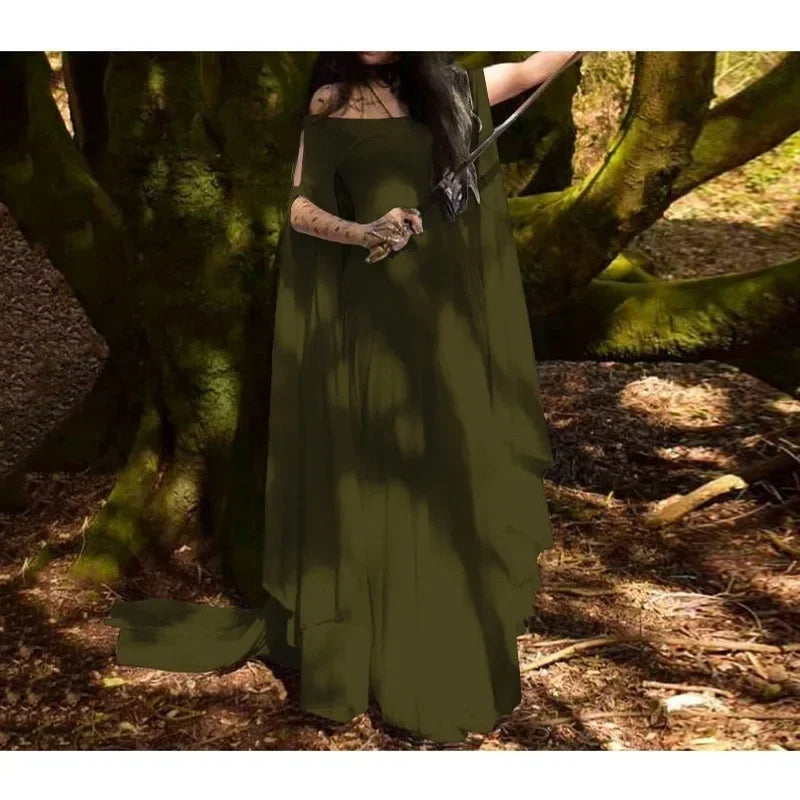 Renaissance Medieval Thin Dress Plus Carnival Halloween Costume for Women Festival Cosplay Party Dress Plus Size S-5XL