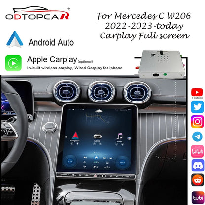 ODTOPCAR CarPlay Wireless Adapter For Mercedes GLC Class W206 Audroid Auto Apple Navigation with 10.25in Touchscreen Full screen