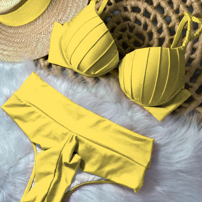 Sexy High Waist Bikini Swimsuit Brazilan Bikini Set Swimwear for Women High Leg Push Up Two Piece Bathing Suits Summer Female