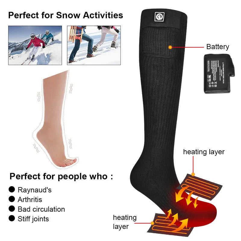 Savior Winter Heated Socks Rechargeable Heating Socks for 2200mah Heated Socks Warmth Outdoor Heated Boots Snowmobile Winter Ski