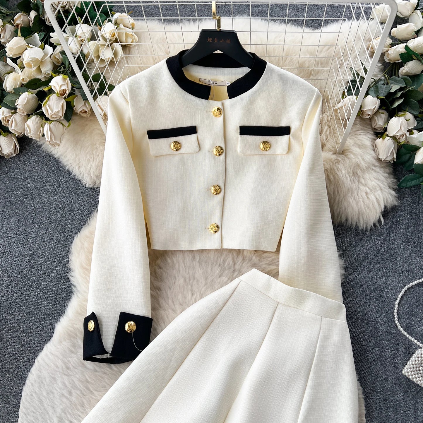 Women Two-Piece Sets Sexy Long Sleeve Single Breasted Top and High Waist Slim Skirt Korean Fashion Casual Autumn Winter Clothing