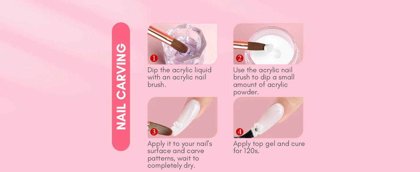 Saviland 7pcs Acrylic Nail Brush Set Size4/6/8/10/12/14/16 Acrylic Brushes for Acrylic Application Acrylic Powder Nail Art