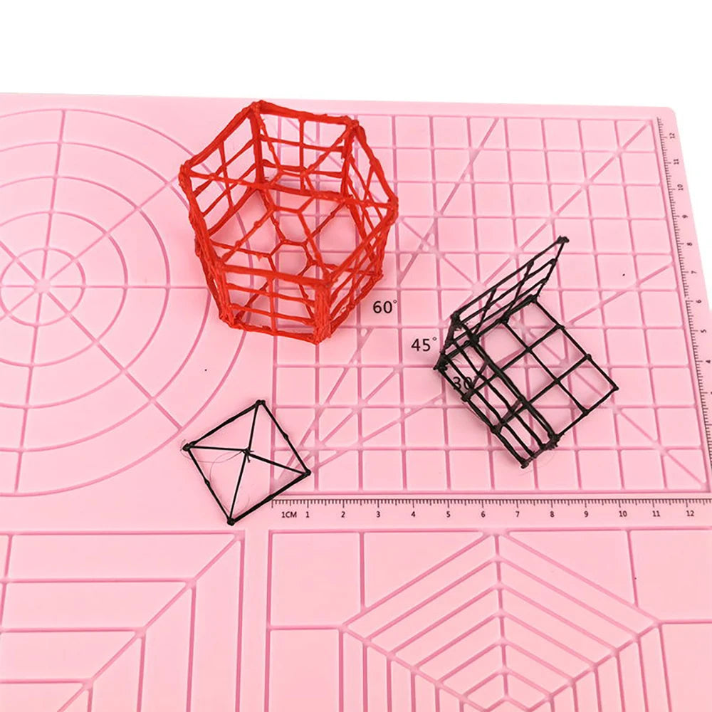 3D Printing Pen Silicone Pad with Basic Template with 2 Silicone Finger Caps 3D Pen Drawing Template Christmas Gift for Kids