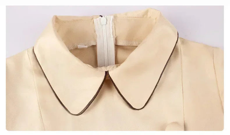 Close-up of the collar on an EtherealBe M3GAN cosplay costume for kids in soft fabric