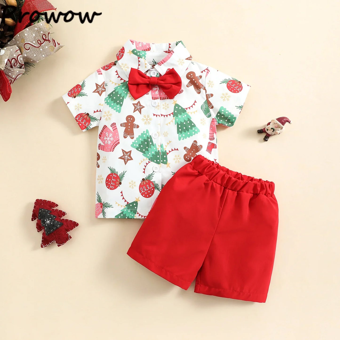 Toddler Boys Christmas Outfits Sets For Kids Short Sleeve Deer Outfit For Children Baby