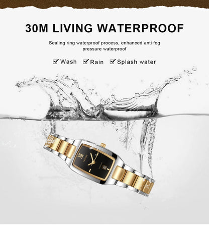 WWOOR Luxury Woman's Watch Elegant Waterproof Stainless Steel Watch for Ladies Dress Square Quartz Women's Watches Reloj mujer
