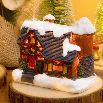 Christmas Resin House Light Christmas Glow Ornaments New Year Bedroom Decoration Kids Xmas Gift Micro Landscape Night Lights