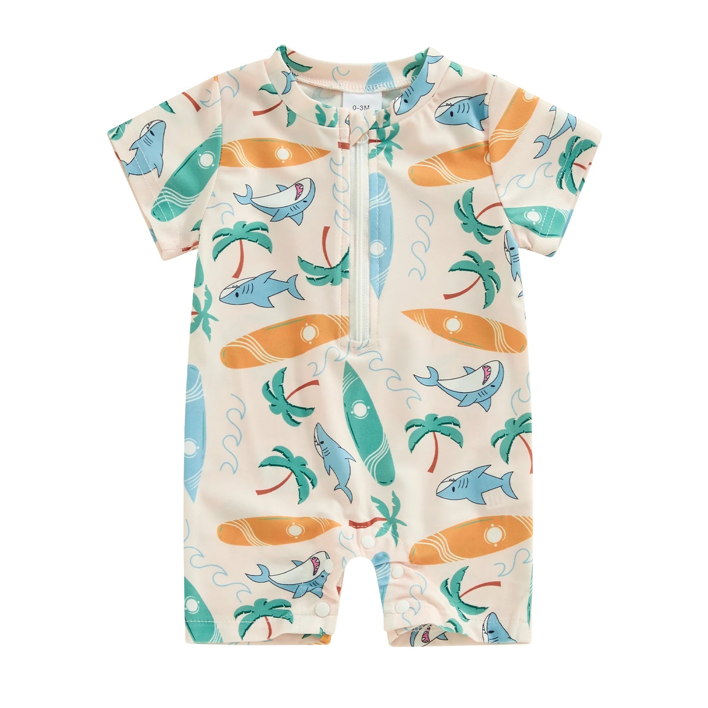 Citgeett Summer Kids Boys Short Sleeve Swimsuit Print Ziper Swimwear Bathing Suit Romper Clothes