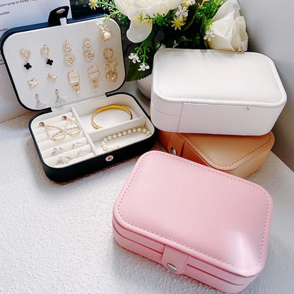 1PC Storage Box PU Jewelry  Anti-oxidation Necklace Ear Ring Ear Stud Pendant Jewelry Box Large Capacity Portable Jewelry Box
