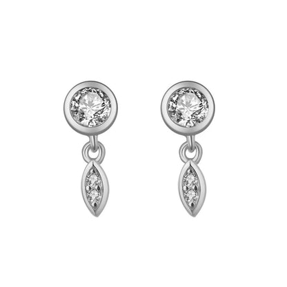 925 Sterling Silver Ear Needle Geometric Zircon Metal Earrings for women Shiny Crystal Luxury Small Stud Fashion Wedding Jewelry