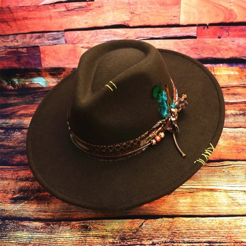 Fashion Fedoras Homburg Panama Hat Exotic Maillard for Women Men Photo Props Western for Men Women Unisex Wear Headwear