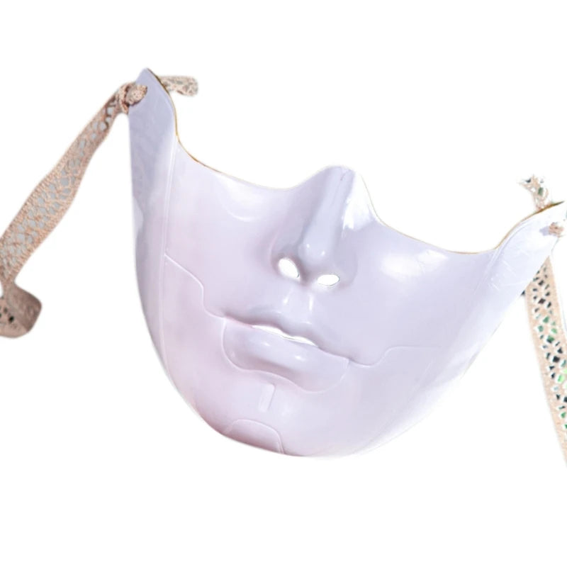 EtherealBe masquerade half face mask in white with an elegant design and adjustable straps