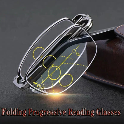 Folding Progressive Photochromic Reading Glasses Men Women Anti Blue Light Multifocal Presbyopia Eyeglasses Diopter +1.0 To +4.0