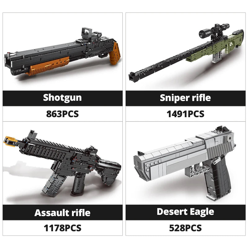 ZKZC WW2 Military Weapon Shotgun Sniper Rifle Assault Rifle Building Block City Police Pistol Brick Children Toys Gifts