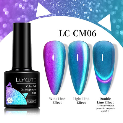 LILYCUTE 7ml 9D Cat Magnetic Gel Nail Polish Iridescent Magnet Semi Permanent Soak Off UV LED Manicure For Nail Art Gel Varnish