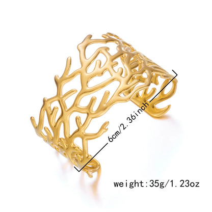 Exaggerated Metal Shell Starfish Flower Bangles Bracelets For Women Men Stainless Steel Fish Bow Heart Open Cuff Bangle Jewelry