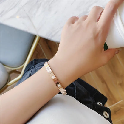 G&DAdvanced Inlai Crystal Stainless Steel Women's Bracelet/Ring Jewelry Golden Resistant To Corrosion set Gift Party Excluse
