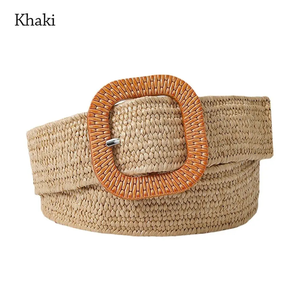 Fashion Wide Waistband Female Waist Belt Bohemian Braided Belts for Women Summer Patchwork Straw Woven Belt