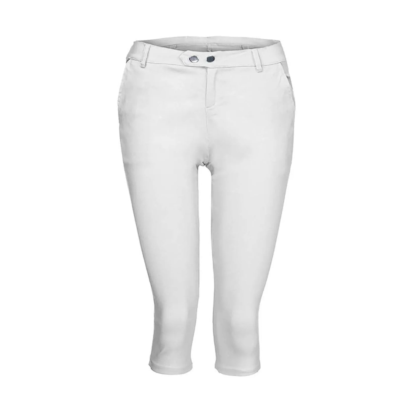 Women's Slim Fit Casual Solid Color Button Pocket Capris For Women