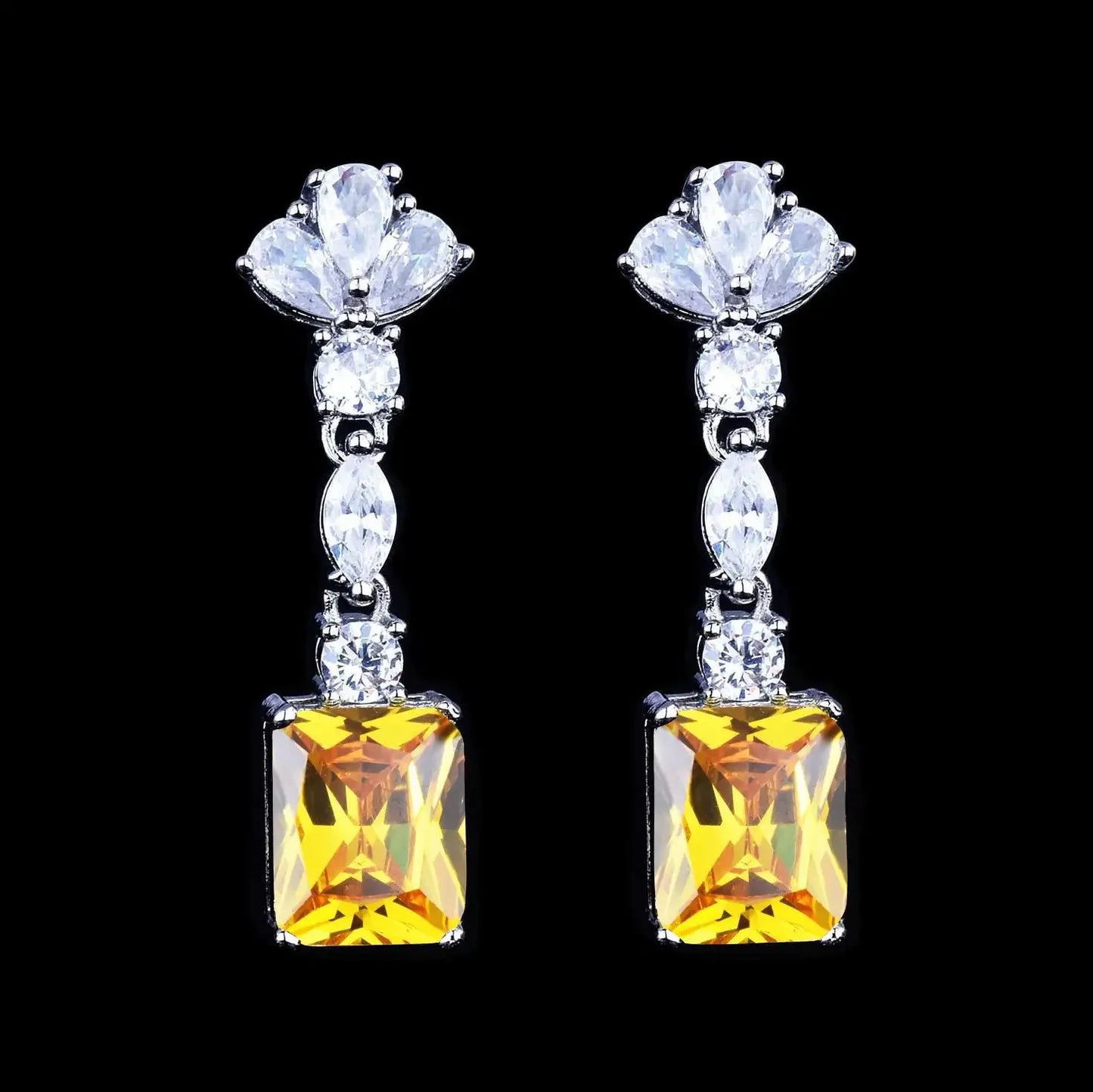 Fashion Niche Yellow Color Zircon Earring Ring Necklace Three-Pieces Set For Women Party Birthday Custom Jewelry