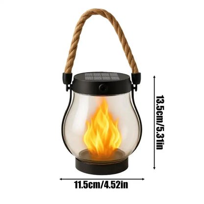 Camping Lamp Solar Flame Lights Garden Lantern Flickering LED Light Decorative Yard Decor with Rope Halloween Party Home Decor