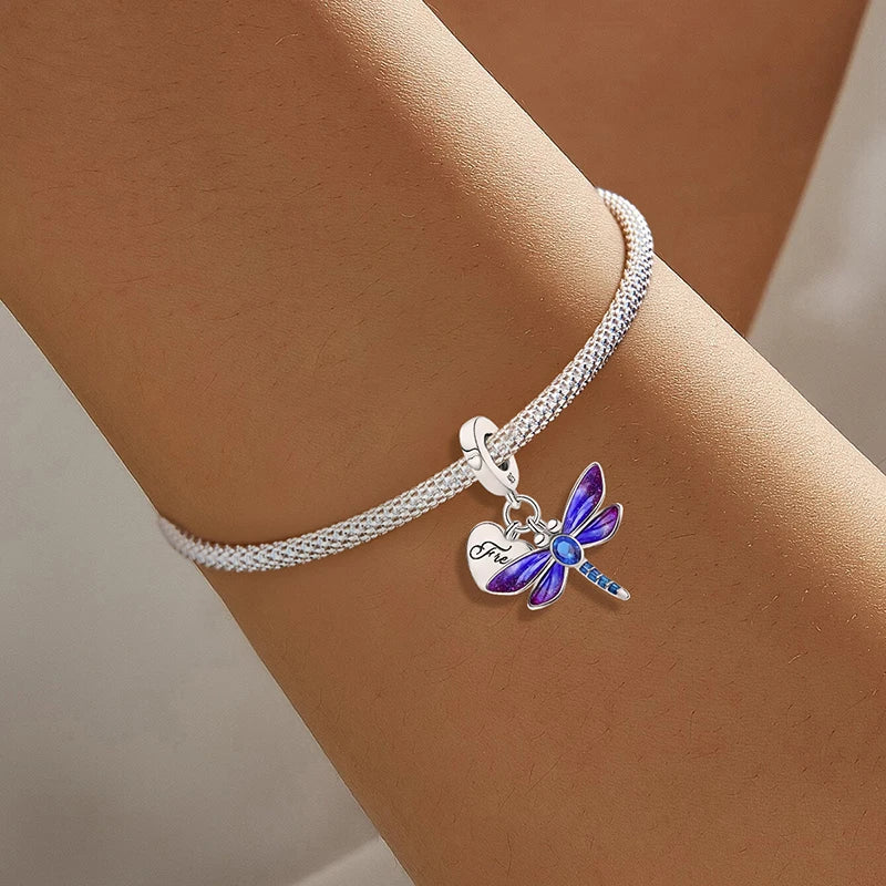 Original 925 Sterling Silver Charms Beads Glowing Luminous Bee Firefly Butterfly Pendant for Bracelet Bangle Charm DIY Jewelry