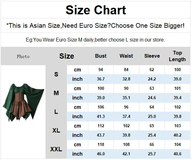 Medieval Costume Women Renaissance Medieval Dress Fairy Elf Traditional Irish Viking Costume Elf Ear for Halloween Party