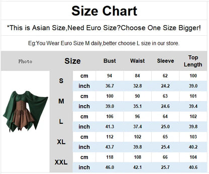 Medieval Costume Women Renaissance Medieval Dress Fairy Elf Traditional Irish Viking Costume Elf Ear for Halloween Party