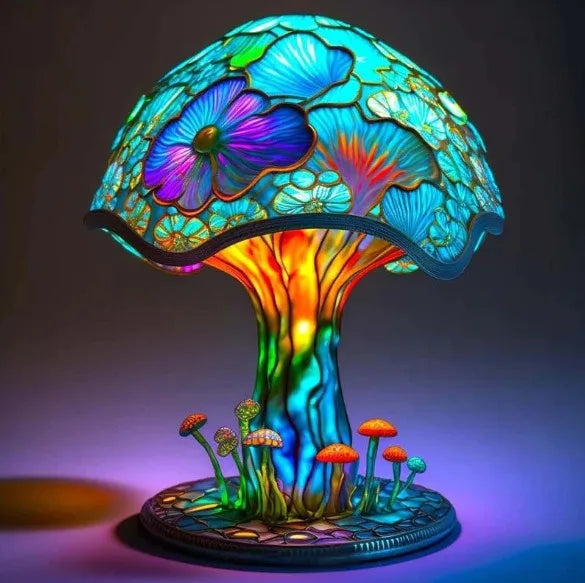Illusionary Mushroom Table Lamp Colored Resin Plant Flower Series Snail Octopus Creative Color Bedside Retro Night Light