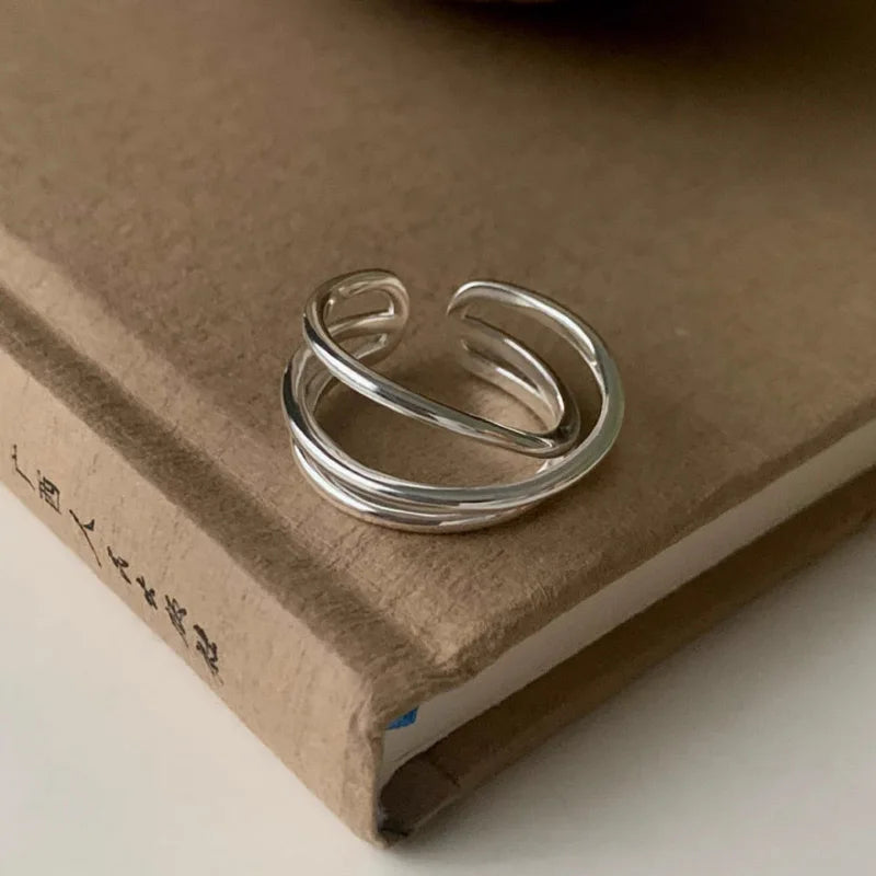 BF CLUB Silver Color Rings for Women Fashion Geometric Handmade Irregular Red Heart Ring Party Christmas Gift