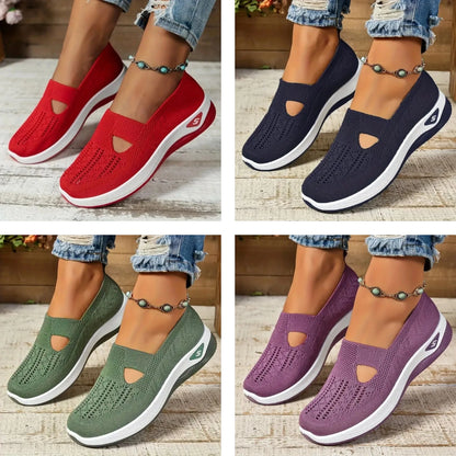 EtherealBe lightweight women's walking flats in red, navy, green, and purple for comfort and style