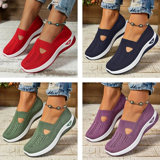 EtherealBe lightweight women's walking flats in red, navy, green, and purple for comfort and style