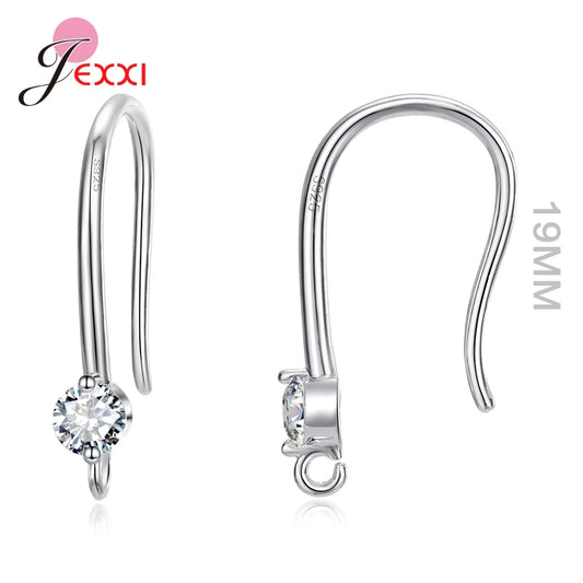 New Arrivals Sparkling Earrings Findings Real 925 Sterling Silver Color Earrings Components For Women Hand Making DIY Jewelry